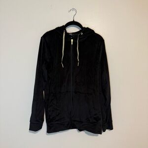 Esmara | Velour Black Zip-Up Hoodie